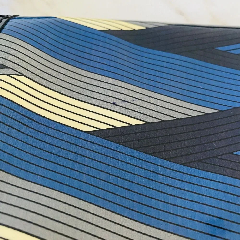 TORY BURCH Blue Black Stripe Patent Leather Shoulder Bag